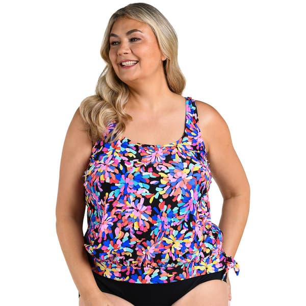 Plus Size Maxine Make A Splash Abstract Tankini Swim Top - image 