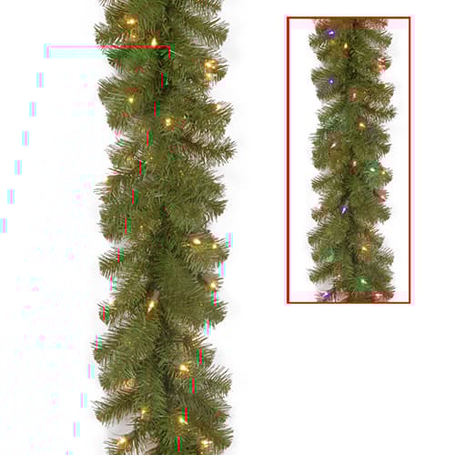 National Tree 9ft Pre-Lit Spruce Garland - image 