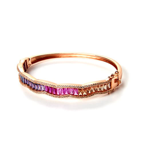 Splendere Sterling Silver Rainbow Cubic Zirconia Bracelet - image 