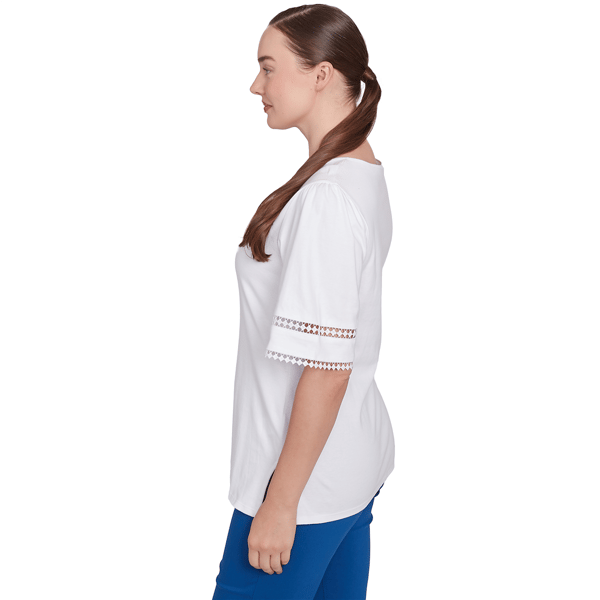 Petite Ruby Rd. Americana Chic Solid Diamond Trim Tee