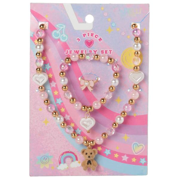 Girls Capelli(R) New York Heart & Bear Necklace/Bracelet/Ring Set - image 