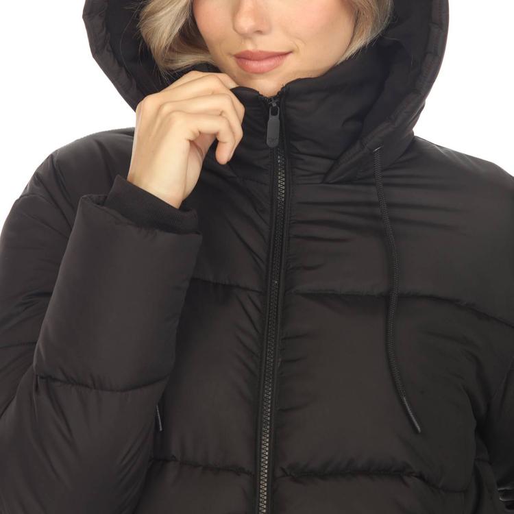 Womens White Mark Zip Hooded Bomber Puffer Jacket