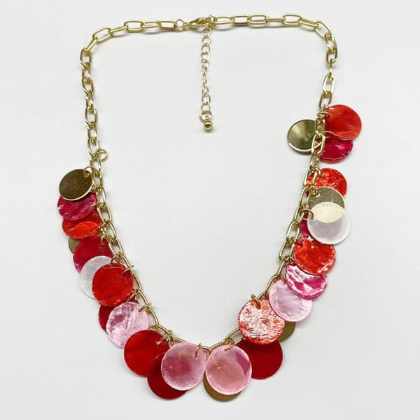 Ashley Cooper&#40;tm&#41; Fuchsia Shaky Shell Disc Necklace - image 