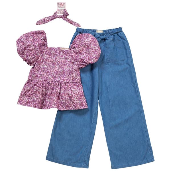 Girls (7-12) BTween(R) Puff Sleeve Peplum Top & Wide Leg Pants - image 
