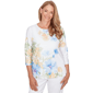 Womens Alfred Dunner Classics 3/4 Sleeve Floral Stripe Blouse - image 1