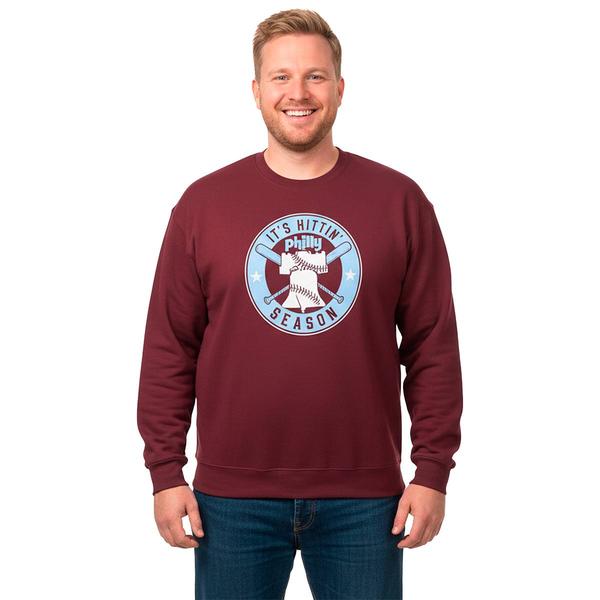Mens Tailgate Philly Baseball Hittin Season Fleece Crew - image 