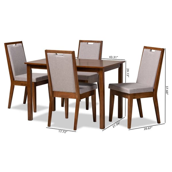 Baxton Studio Rosa Walnut Brown Finished Wood 5pc. Dining Set