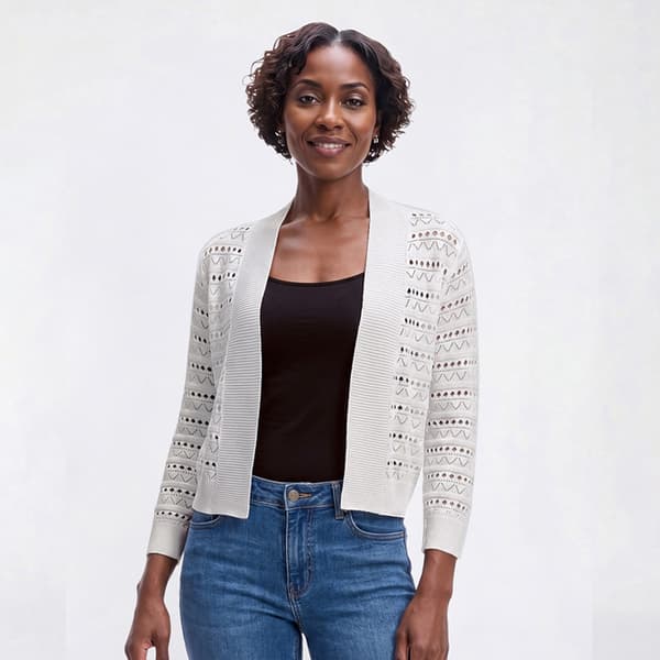 Womens Perceptions 3/4 Sleeve Open Stitch Shrug - image 