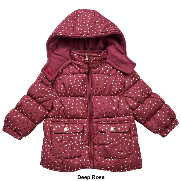 Baby Girl &#40;12-24M&#41; Pink Platinum&#174; Foil Squares Puffer Coat