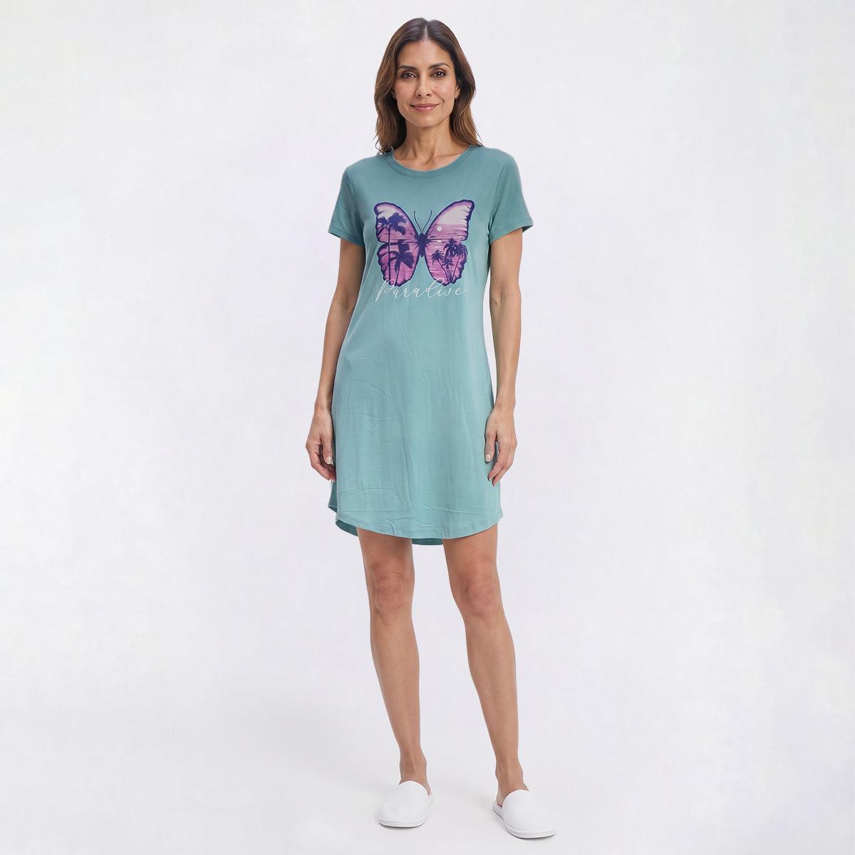 Womens Jaclyn Short Sleeve Butterfly Paradise Nightshirt