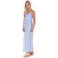 Juniors No Comment Stripe Linen Double Strap Wide Leg Jumpsuit - image 3