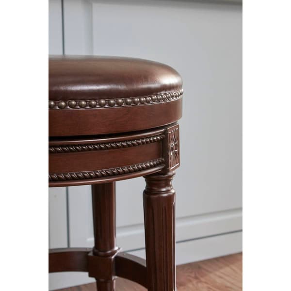 New Ridge Home Goods Chapman 25in. Swivel Barstool - Walnut