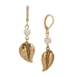 1928 Jewelry Gold Tone Leaf Color Bead Drop Earrings - image 1
