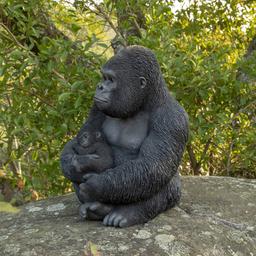 Hi-Line Gift Gorilla Sitting with Baby Garden Statue