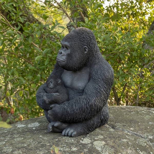 Hi-Line Gift Gorilla Sitting with Baby Garden Statue