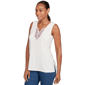 Womens Ruby Rd. Indigo Go Floral Embroidery Sleeveless Blouse - image 3