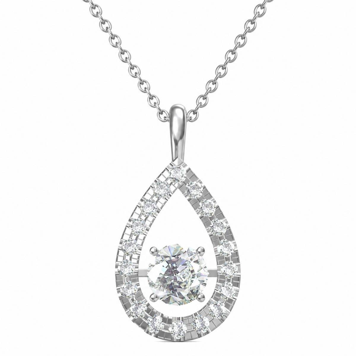 Sterling Silver Lab Grown Diamond Teardrop Pendant