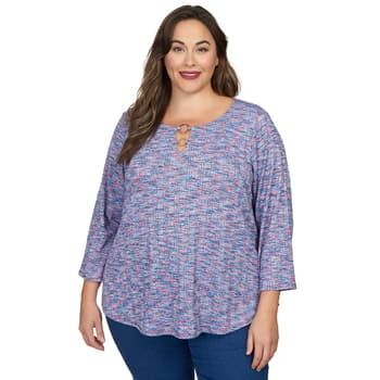 Plus Size Ruby Rd. Fall Wonders Space Dye Top with Ring Neck - Boscov's