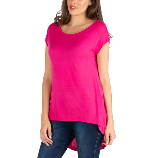 Womens 24/7 Comfort Apparel Round Neck Hi Low Tunic