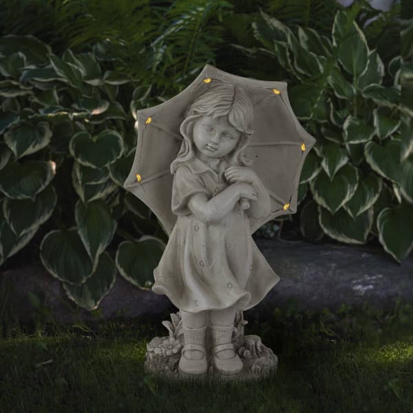 Northlight Seasonal Solar Lighted Girl w/ Umbrella Garden Statue