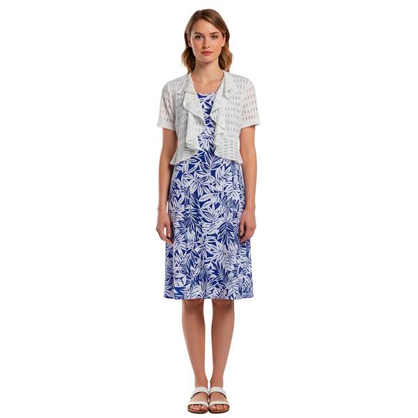 Petite Perceptions Short Sleeve Leaf Drape Jacket Dress