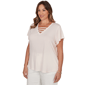 Plus Size Emaline Key Items Short Sleeve V Neck Stripe Tee - image 2