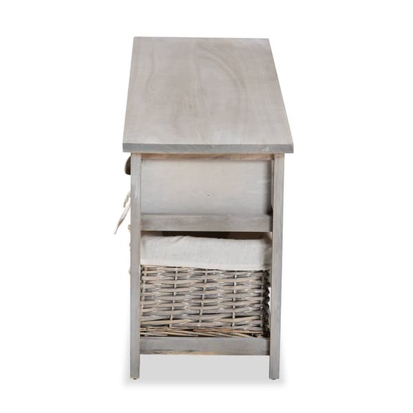 Baxton Studio Mabyn Light Grey Wood 3-Drawer Storage Bench