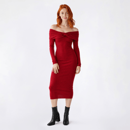Juniors Madden Girl Twist Front Off The Shoulder Sweater Dress