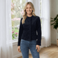 Womens Draper James Long Sleeve Solid Ruffle Jacket - image 1