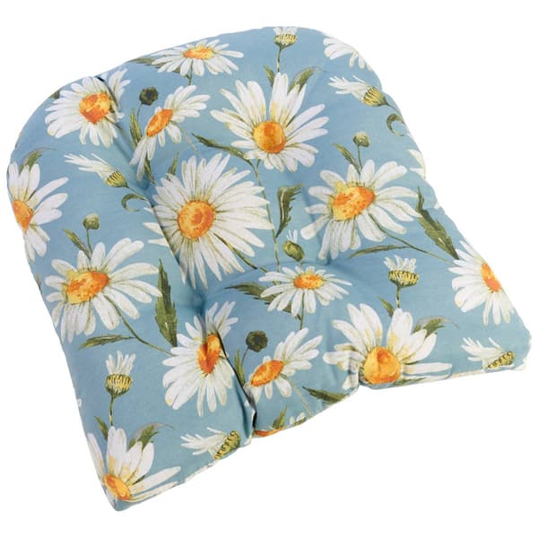 Jordan Manufacturing Daisies Wicker Chair Cushion - Blue/Green - image 