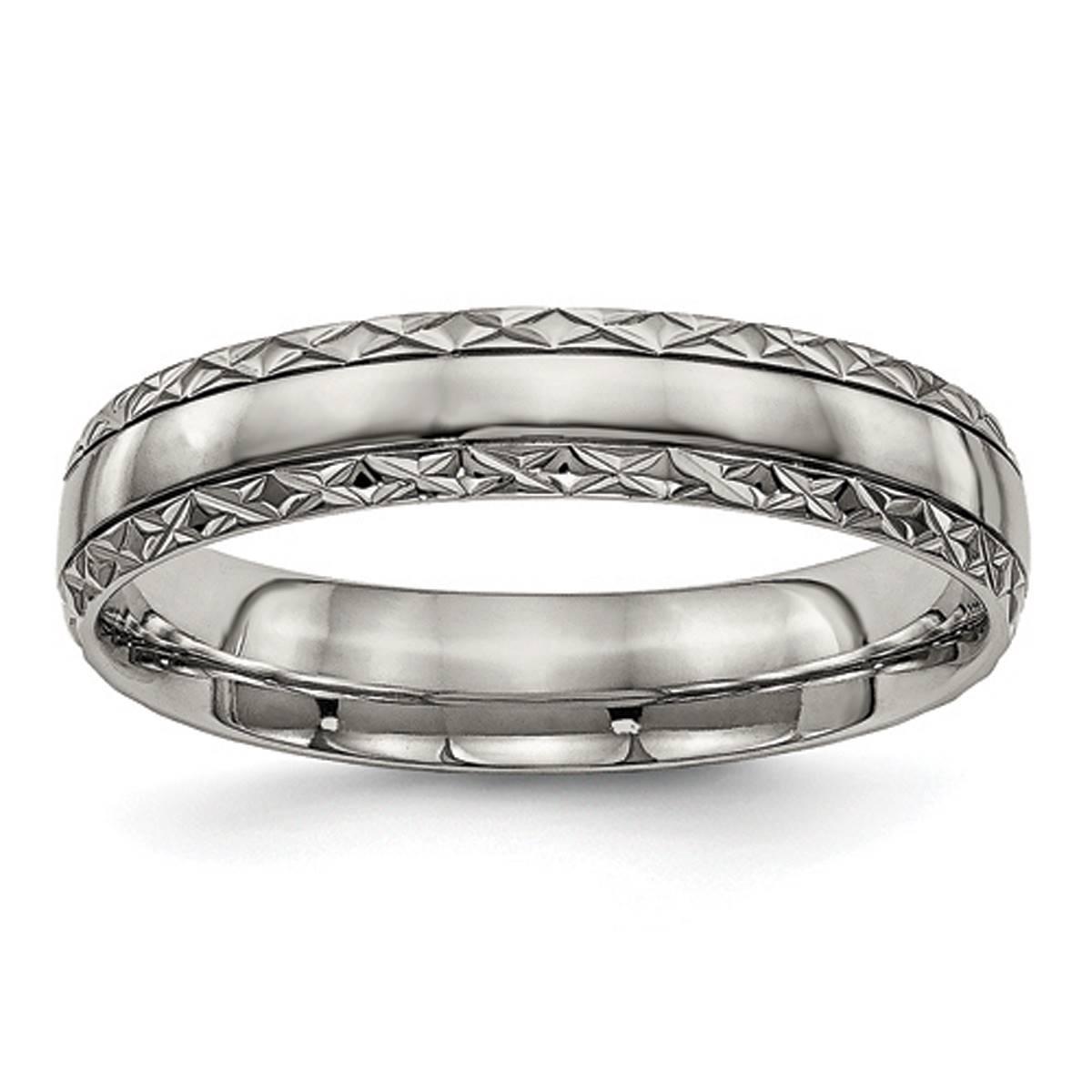 Mens Endless Affection™ Titanium Grooved Criss Cross...