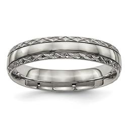 Mens Endless Affection(tm) Titanium Grooved Criss Cross Design Band