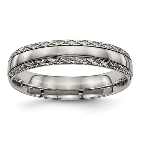 Mens Endless Affection&#40;tm&#41; Titanium Grooved Criss Cross Design Band - image 