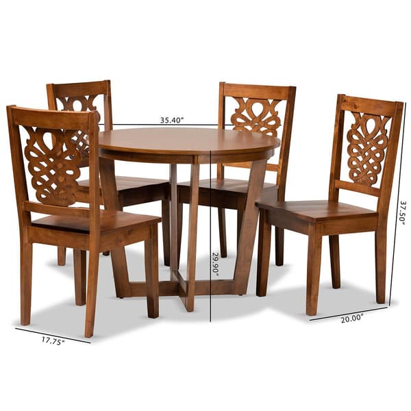 Baxton Studio Salida Walnut Brown Finished Wood 5pc. Dining Set
