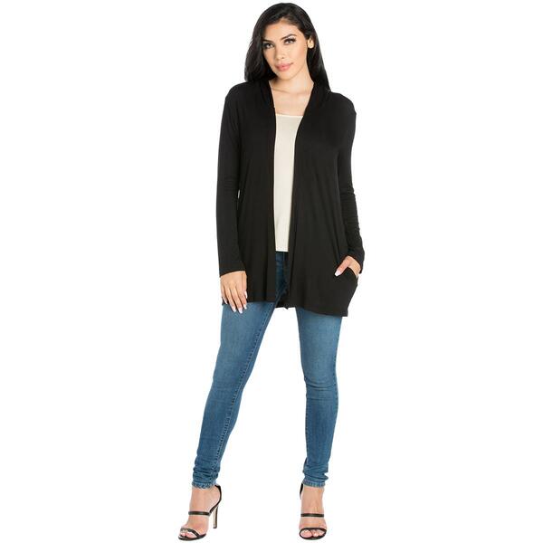 Womens 24/7 Comfort Apparel Open Front Hooded Cardigan - image 