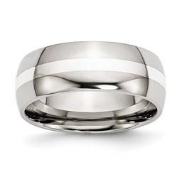 Mens Gentlemen's Classics(tm) 8mm Sterling Silver Inlay Wedding Band
