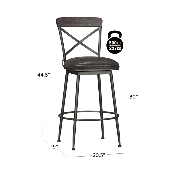 HH2 Home Decker Commercial Grade Metal Bar Height Swivel Stool
