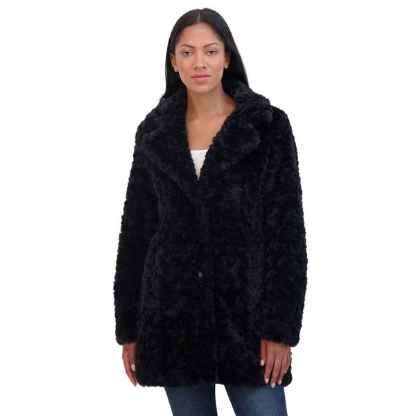 Womens Sebby Crushed Faux Fur Coat w/Notch Collar - image 