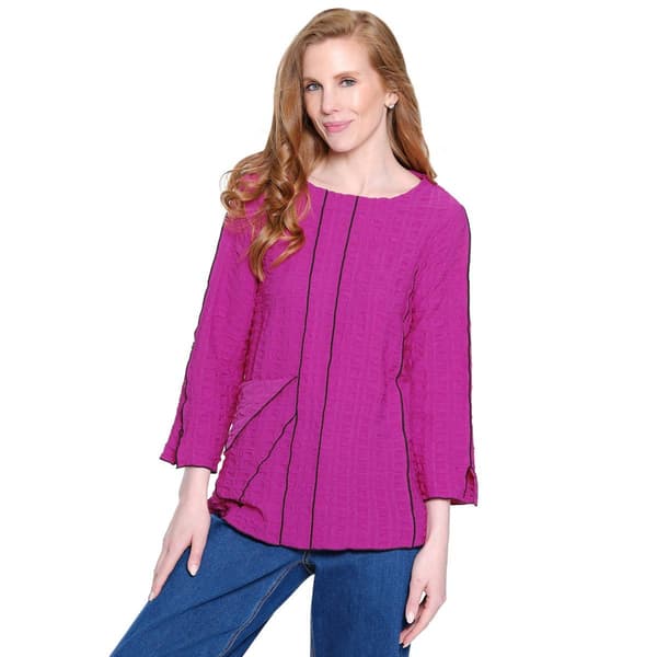 Womens Ali Miles 3/4 Sleeve Textured Tunic with Front Pocket