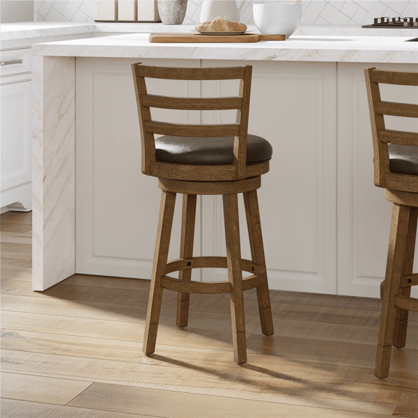 HH2 Home Ronan Slat Ladder Back Adjustable Height Swivel Stool