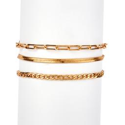 Design Collection Gold Plated Herringbone Bracelet Set