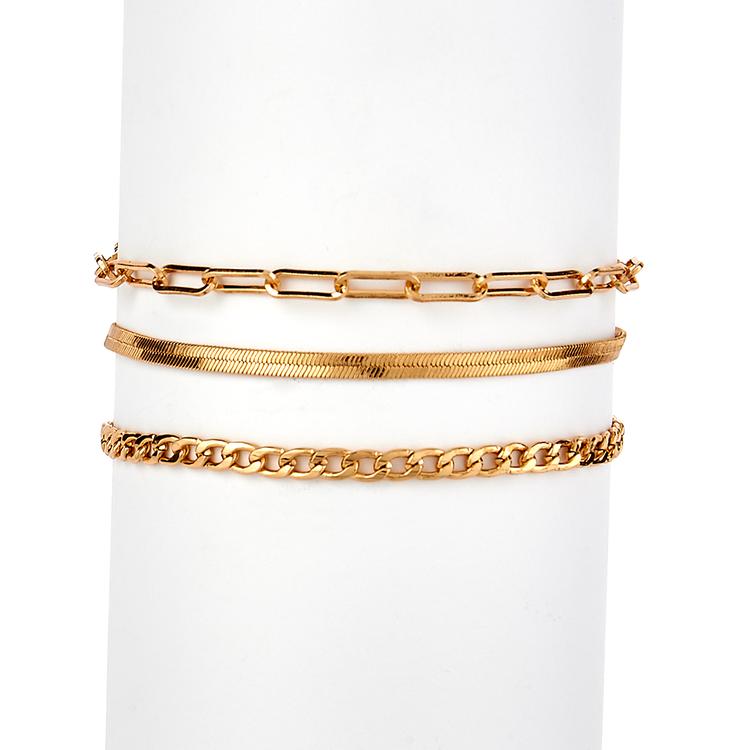 Design Collection Gold Plated Herringbone Bracelet Set