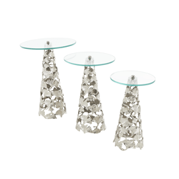 9th & Pike® Contemporary Silver Aluminum Metal Accent Table Set