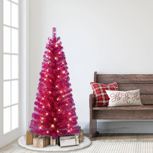 Puleo International 4.5ft. Pre-Lit Tinsel Christmas  Tree