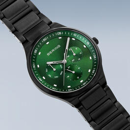 Mens BERING Stainless Steel Green Dial Watch - 11740-728
