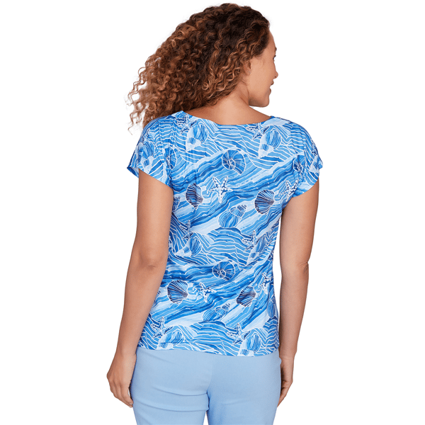Petite Hearts of Palm Smooth Sailing Seashell Side Tie Blouse