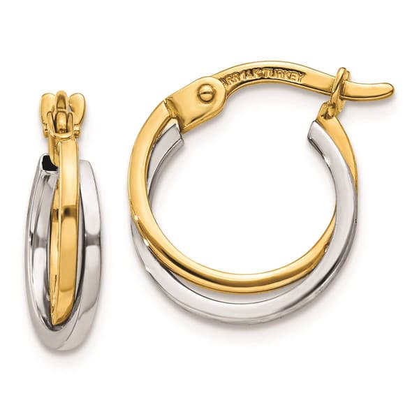 Gold Classics&#40;tm&#41; 14kt. Two-Tone 14x12mm Hollow Hoop Earrings - image 