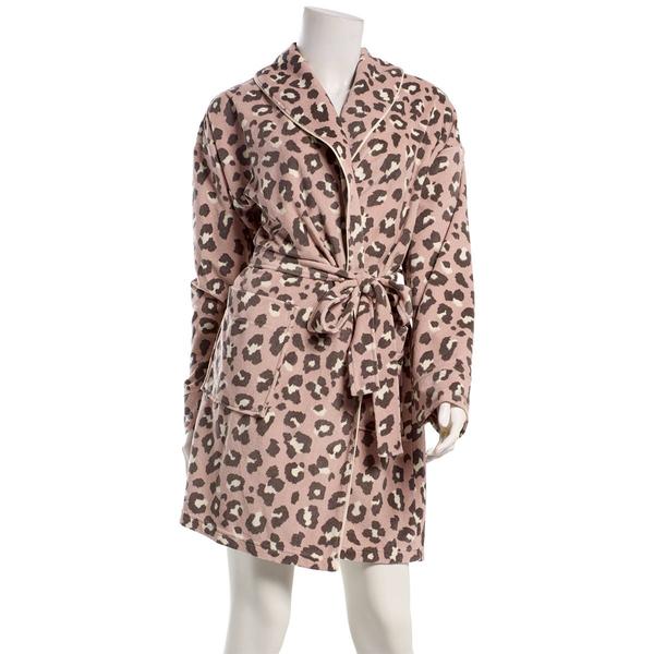Womens Sincerely Jules Long Sleeve Cheetah Knit Robe - image 