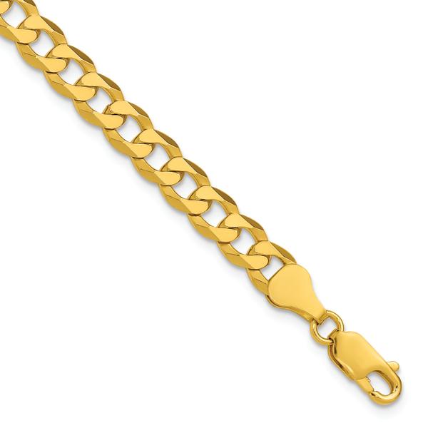Gold Plated over Sterling Silver Beveled Curb Chain Bracelet