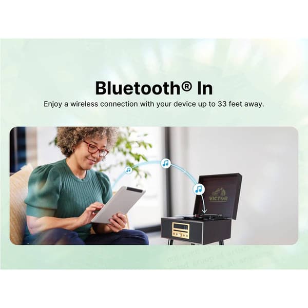Victor® Newbury 8-in-1 Bluetooth Turntable Music Center